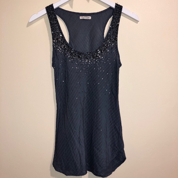 American Eagle Outfitters Tops - American Eagle Sequined Sleeveless Navy Blue Tank
